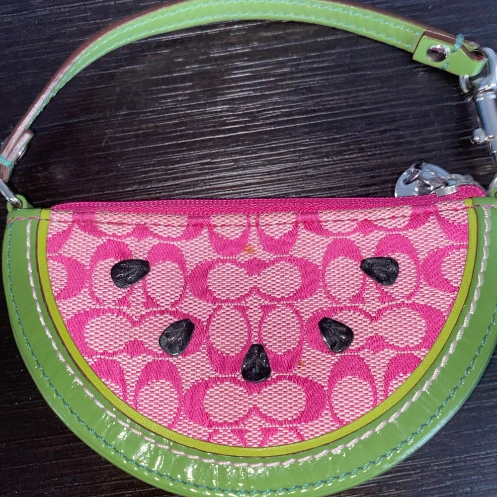Coach Pink and Green Watermelon Wristlet - Picture 3 of 10